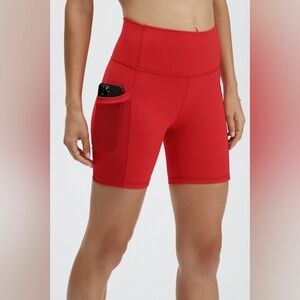 Fabletics Red Bike Shorts High-Waisted Performance